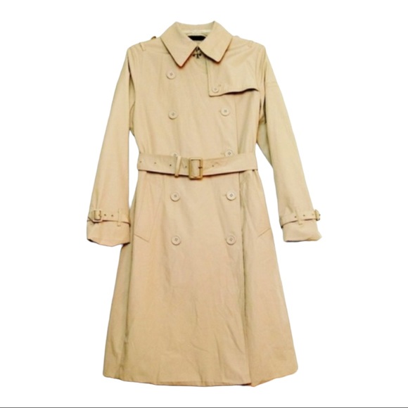 Norma Kamali Jackets & Blazers - Norma Kamali Classic Lightweight Trench Coat Medium Long Double Breasted Khaki